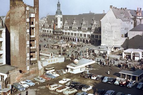 Blick vom Turm der Thomaskirche zum Markt, vor 1960 Foto: Klaus Liebich © Stadtgeschichtliches Museum Leipzig 