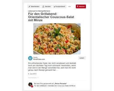 Euer beliebtester Beitrag in meinem Blog: Orientalischer Couscous-Salat mit Minze