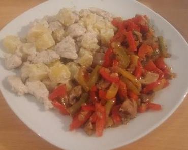 Rahmkartoffeln mit Huhn und Paprikagemüse