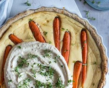Haselnusss Tarte mit Honig, Senf & Möhren