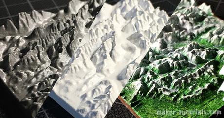3D-Landkarten mit dem 3D-Drucker erstellen – topographische karte, Miniatur Berg