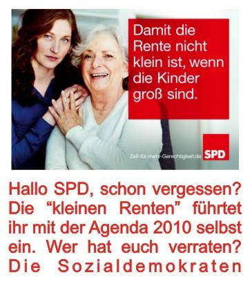 Verlogenes SPD Wahlplakat von dem Erfinder der Kleinrenten: „Damit die Rente nicht klein ist, wenn die Kinder groß sind“