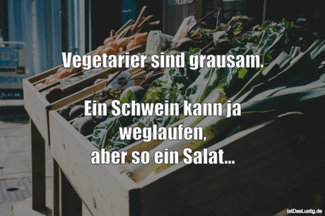 Lustiger BilderSpruch - Vegetarier sind grausam.  Ein Schwein kann ja...