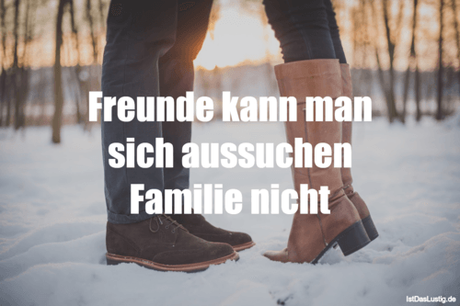 Lustiger BilderSpruch - Freunde kann man sich aussuchen Familie nicht
