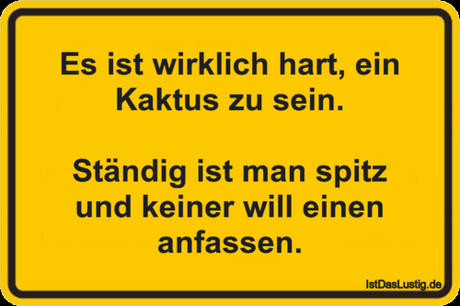 Lustiger BilderSpruch - Es ist wirklich hart, ein Kaktus zu sein....