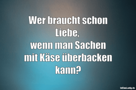 Lustiger BilderSpruch - Wer braucht schon Liebe,  wenn man Sachen mit...