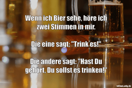 Lustiger BilderSpruch - Wenn ich Bier sehe, höre ich zwei Stimmen in...