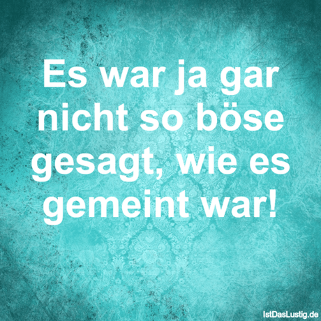 Lustiger BilderSpruch - Es war ja gar nicht so böse gesagt, wie es...