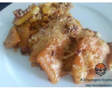Butternuss Kürbis Süsskartoffeln Auflauf
