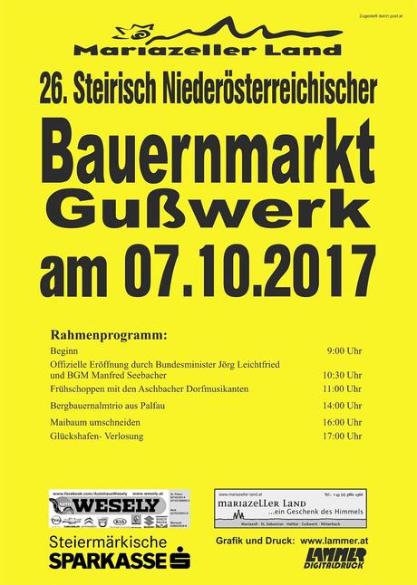 Termintipp: 26. Bauernmarkt in Gußwerk am 7. Okt. 2017