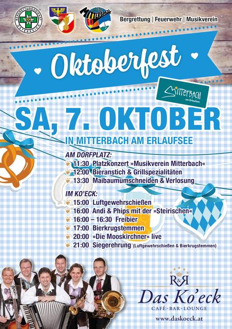Termintipp: Oktoberfest in Mitterbach und im Ko’eck 2017
