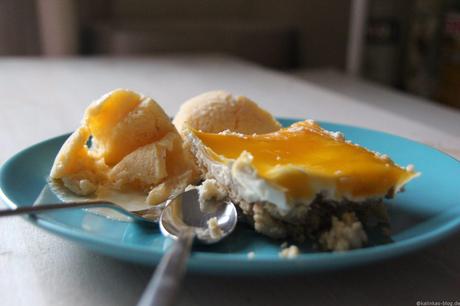 No-Bake Mango-Cheesecake mit Tonkabohneneis
