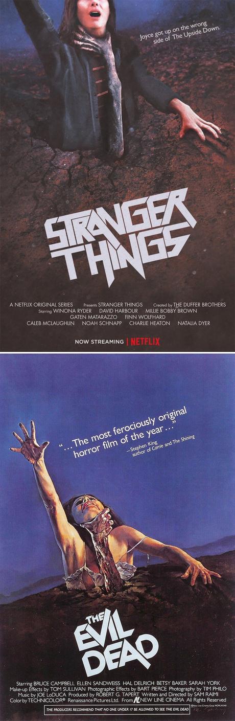 „Stranger Things“ Plakate, die an Horrorfilme der 80er erinnern