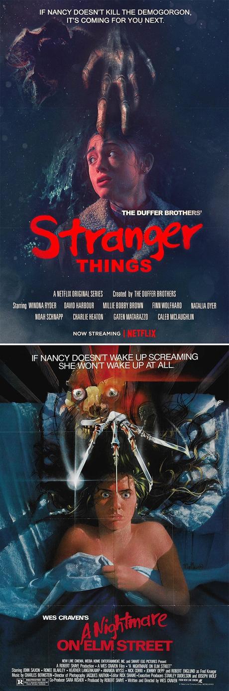 „Stranger Things“ Plakate, die an Horrorfilme der 80er erinnern