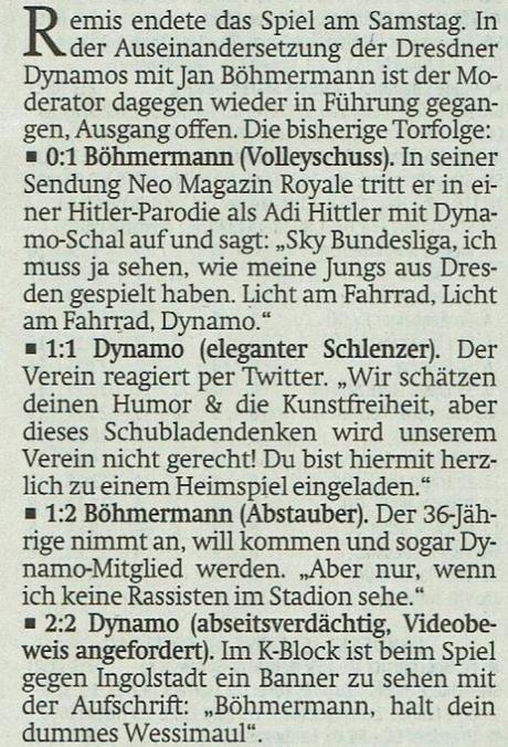 Dynamo Dresden. Böhmermann. Niveau?