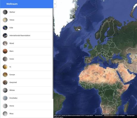 Google Maps zeigt jetzt auch Planeten und Monde