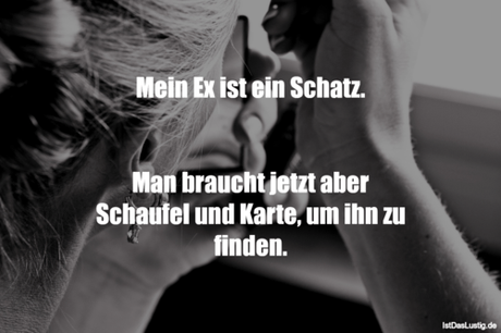 Lustiger BilderSpruch - Mein Ex ist ein Schatz.   Man braucht jetzt...