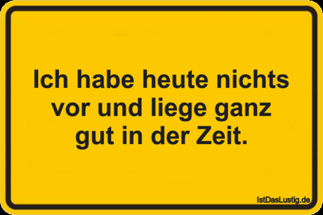 Lustiger BilderSpruch - Ich habe heute nichts vor und liege ganz gut in...