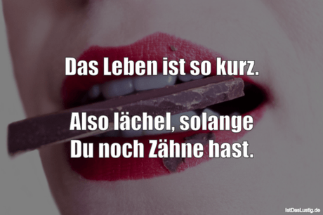 Lustiger BilderSpruch - Das Leben ist so kurz.  Also lächel, solange Du...