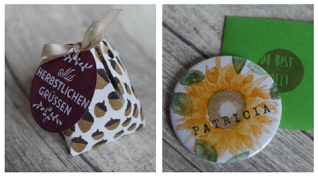 Tricky herbstliche Box von Anette und ein Button mit Namen von Veronika