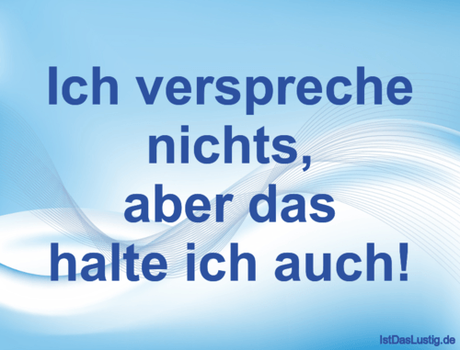 Lustiger BilderSpruch - Ich verspreche nichts, aber das halte ich auch!