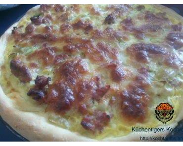 Lauch- Hackfleisch Pizza