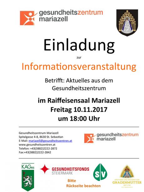 Termintipp: Gesundheitszentrum Mariazell Informationsveranstaltung