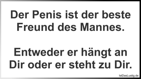 Lustiger BilderSpruch - Der Penis ist der beste Freund des Mannes....
