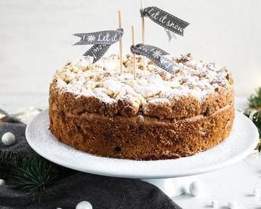 Winter Wunderland Haselnuss-Spekulatius Apfelkuchen mit Marzipan Streuseln