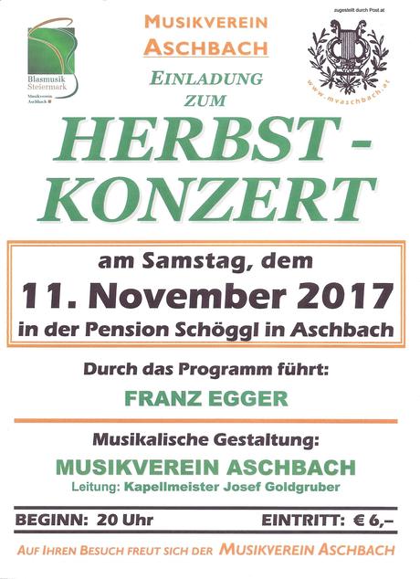 Termintipp: Herbstkonzert des MV-Aschbach 2017