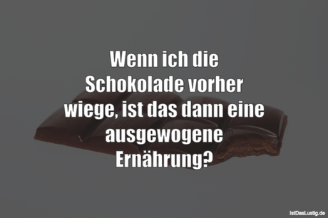 Lustiger BilderSpruch - Wenn ich die Schokolade vorher wiege, ist das...