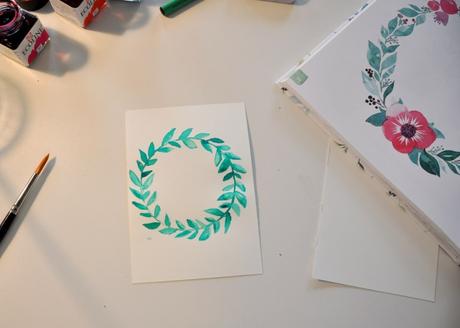 Aquarell Weihnachtskarten gestalten mit dem Buch „Handlettering Watercolor“ #Verlosung