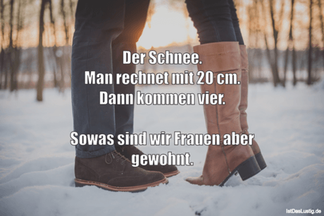 Lustiger BilderSpruch - Der Schnee. Man rechnet mit 20 cm. Dann kommen...