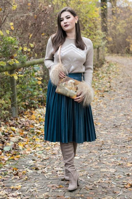 Herbst Outfit mit Overknees & Midi Rock
