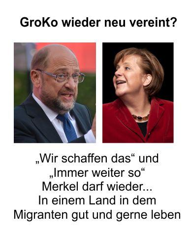 Mit der neuen GroKo, als das kleinere Übel, immer weiter in den Untergang. Dafür stehen Merkel, Schulz, Altmaier, Gabriel als verlässlich bereit