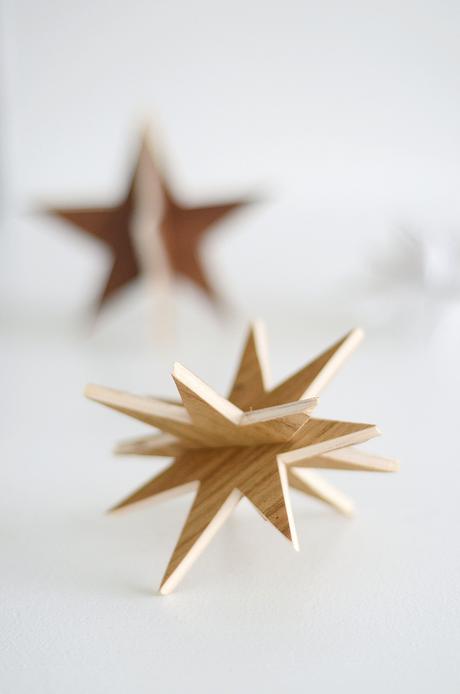 DIY Weihnachtsschmuck: 3D - Holzsterne zum Stecken