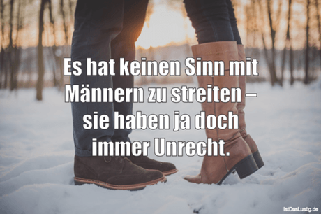 Lustiger BilderSpruch - Es hat keinen Sinn mit Männern zu streiten –...