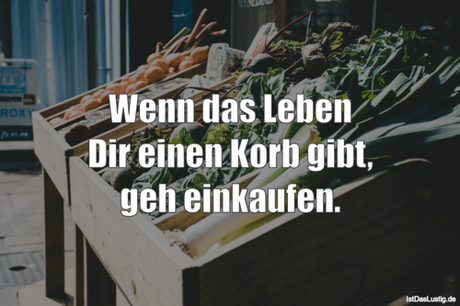 Lustiger BilderSpruch - Wenn das Leben Dir einen Korb gibt, geh einkaufen.