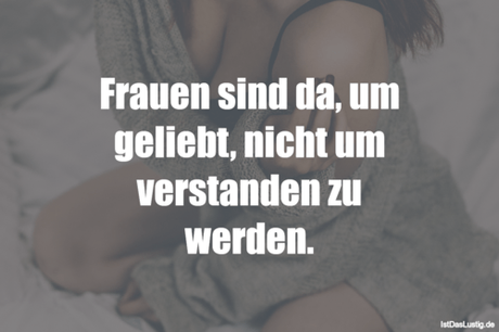 Lustiger BilderSpruch - Frauen sind da, um geliebt, nicht um verstanden...