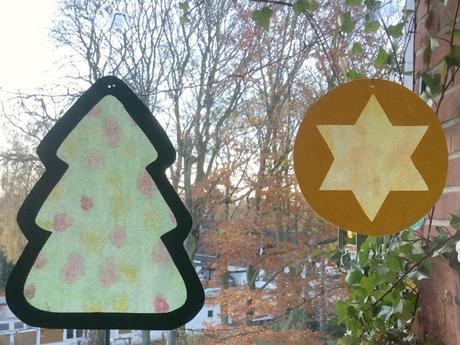 Basteln mit den Kleinsten – oder – Fensterbilder für die Weihnachtszeit: Tanne und Stern