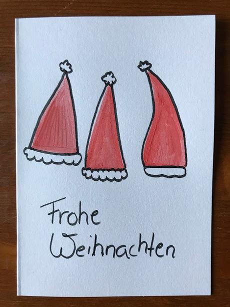 Weihnachtskarten selber basteln - Karte mit Weihnachtsmütze