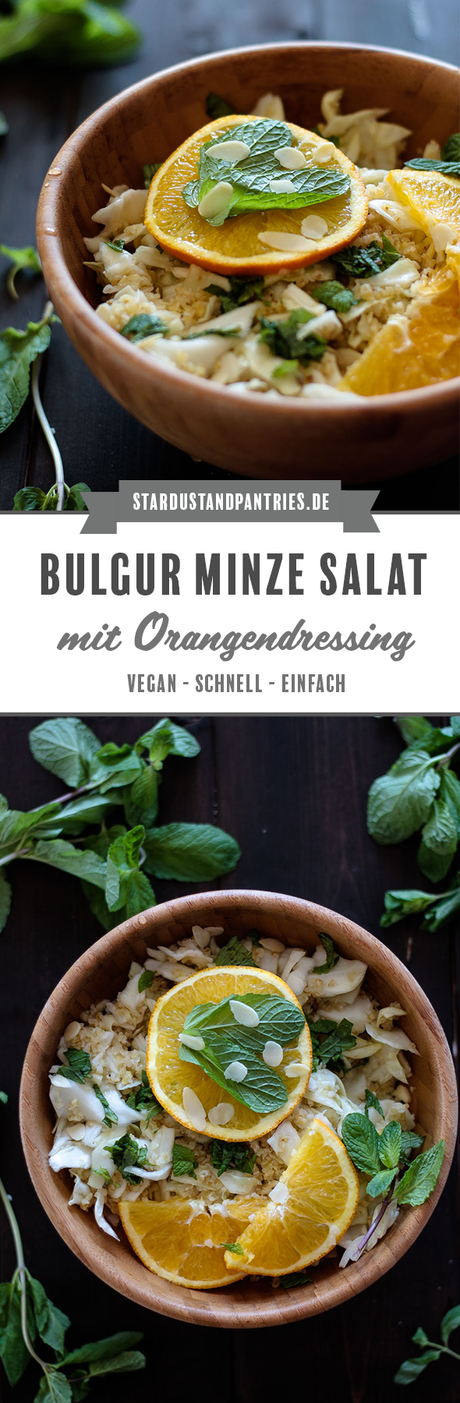 Veganer Bulgur Minze Salat mit Orangendressing
