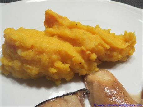 Kürbis-Kartoffelstampf mit Kräuterseitlingen
