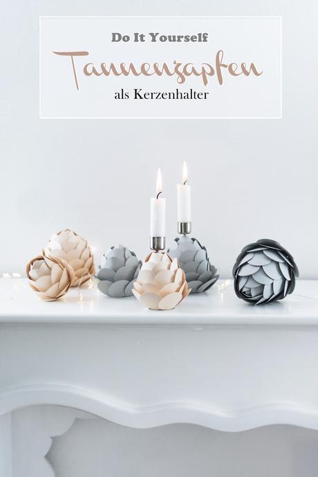 DIY Winterdeko: Papier-Tannenzapfen als Kerzenhalter