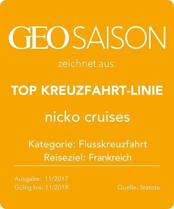 GEO SAISON zeichnet nicko cruises als TOP-Kreuzfahrt-Linie aus