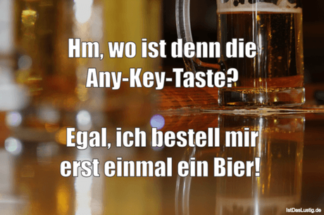 Lustiger BilderSpruch - Hm, wo ist denn die Any-Key-Taste?  Egal, ich...