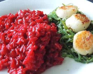 Rote-Bete-Risotto mit Jakobsmuscheln