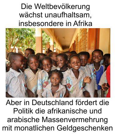 Die Weltbevölkerung wächst zusehends, doch die Politik fördert den afrikanischen und arabischen Kinderwahn in Deutschland mit monatlichen Geldgeschenken