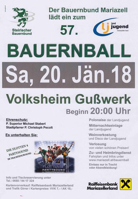 Termintipp: 57. Mariazeller Bauernball – 20. Jän. 2018