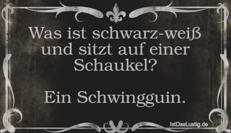 Lustiger BilderSpruch - Was ist schwarz-weiß und sitzt auf einer...